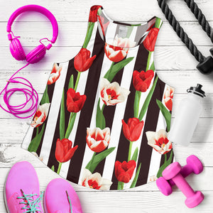 red and white tulips pattern Women Racerback Tank Top