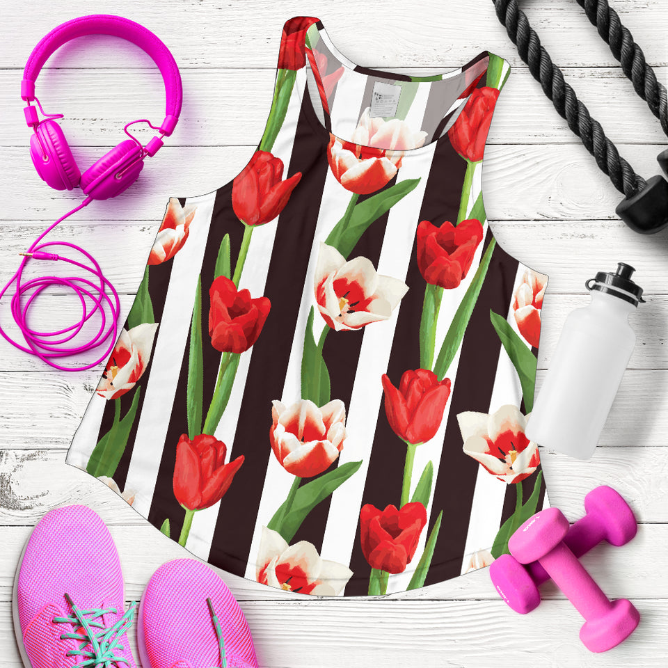 red and white tulips pattern Women Racerback Tank Top
