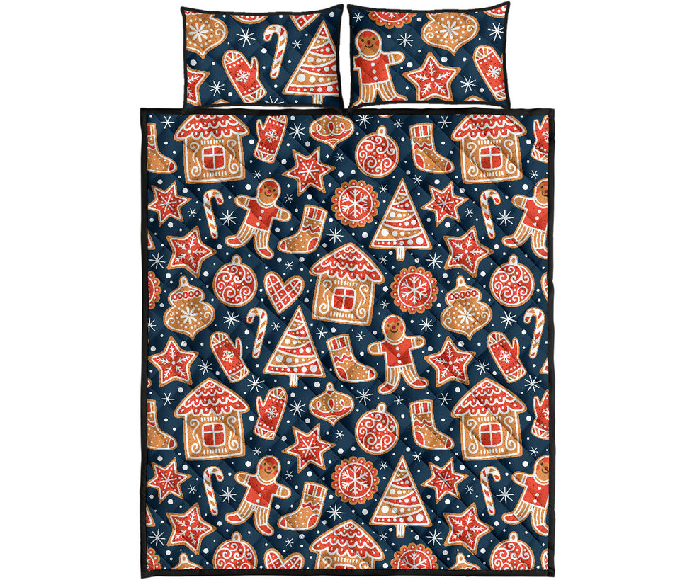 Christmas gingerbread cookie pattern Quilt Bed Set