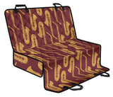 Hand Drawn Gold Saxophone Red Background  Dog Car Seat Covers