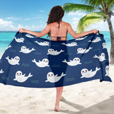Cute White Baby Sea Lion Seal Pattern Sarong