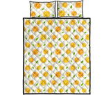 oranges leaves pattern Quilt Bed Set