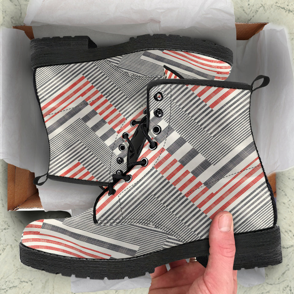 Zigzag Chevron Striped Pattern Leather Boots