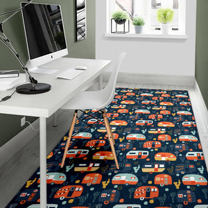 Camper Van Pattern Print Design 05 Area Rug