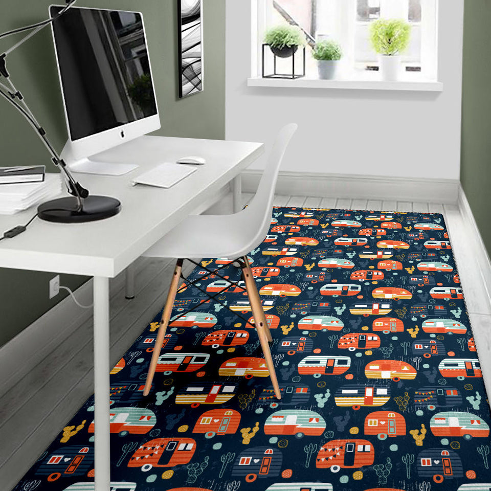 Camper Van Pattern Print Design 05 Area Rug