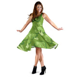 Broccoli Pattern Green Background Sleeveless Midi Dress