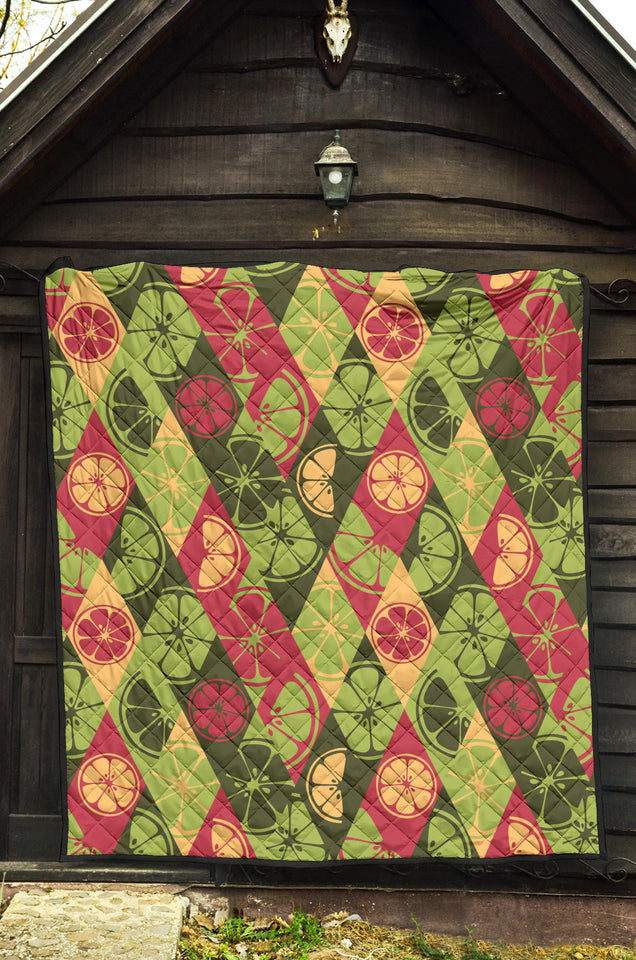 Cool Geometric Lime Pattern Premium Quilt