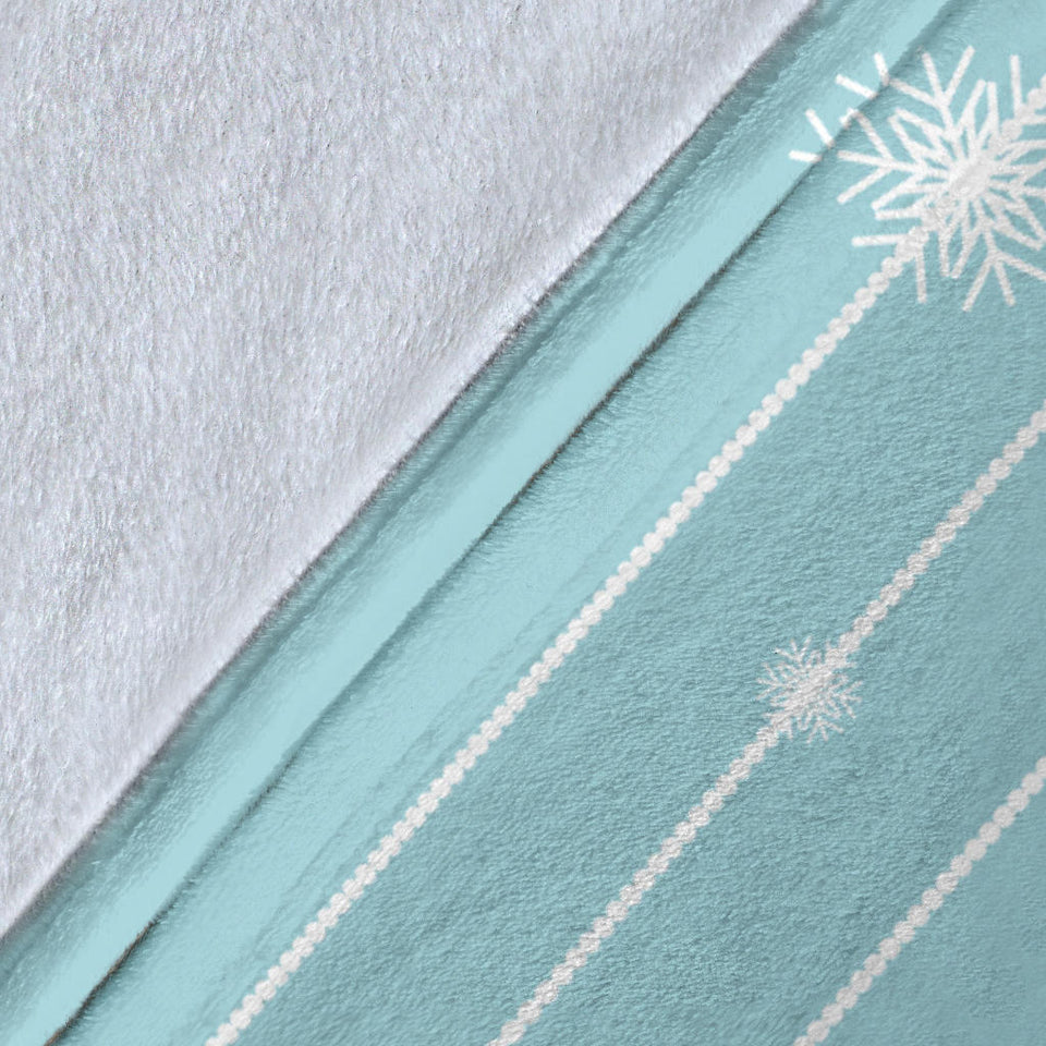 Snowflake Pattern Blue Stripe Background Premium Blanket