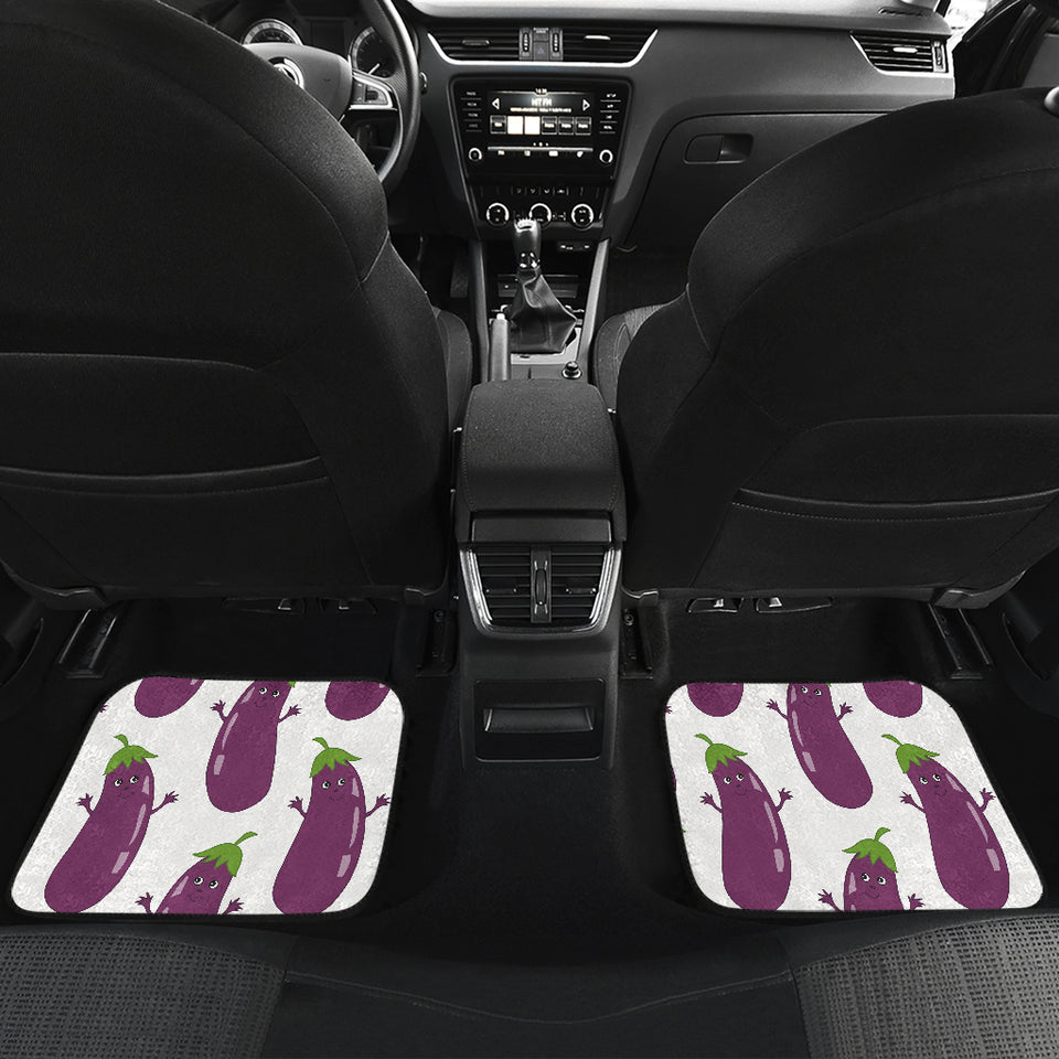Eggplant Pattern Print Design 01 Front and Back Car Mats