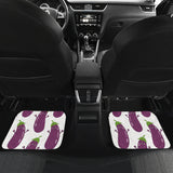 Eggplant Pattern Print Design 01 Front and Back Car Mats
