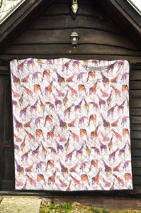 Giraffe Pattern Print Design 02 Premium Quilt