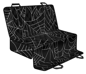 Spider Web Pattern Black Background White Cobweb Dog Car Seat Covers