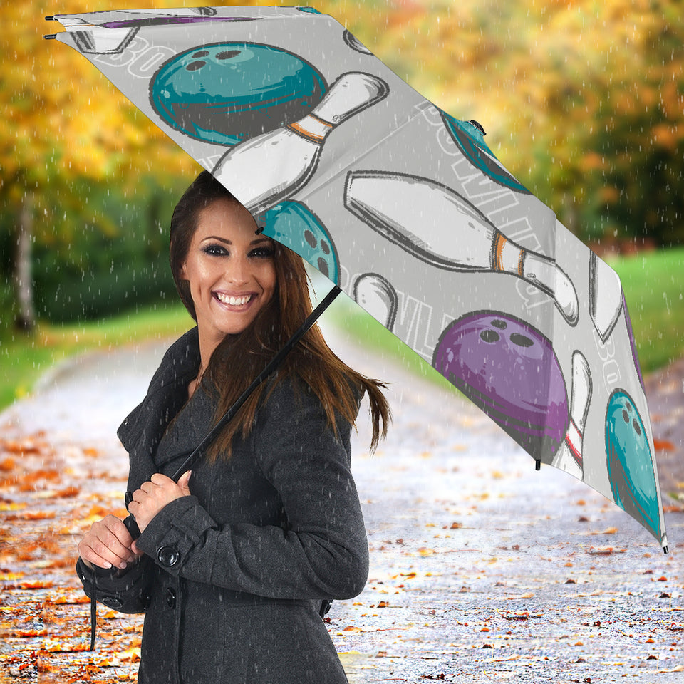 Bowling Ball And Pin Gray Background Umbrella