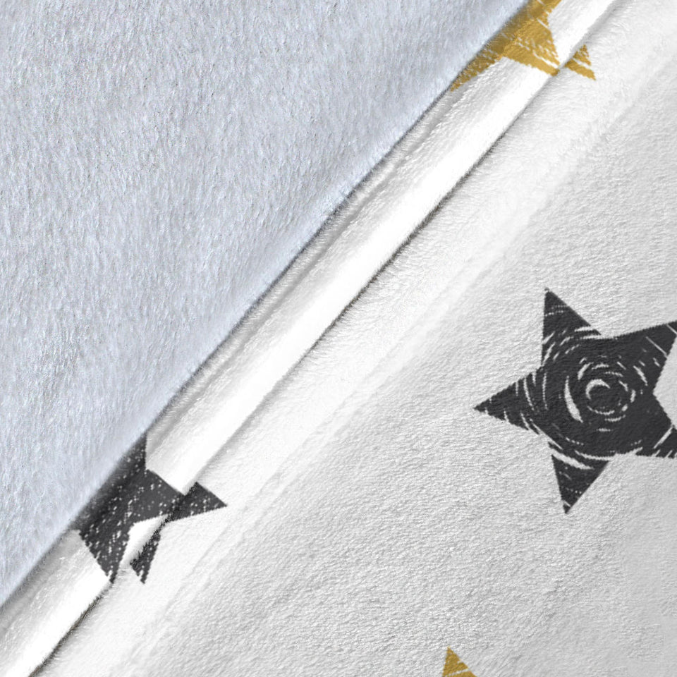Hand Drawn Gold Black Star Pattern Premium Blanket
