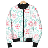 Clock Time Pattern Blackground Women'S Bomber Jacket