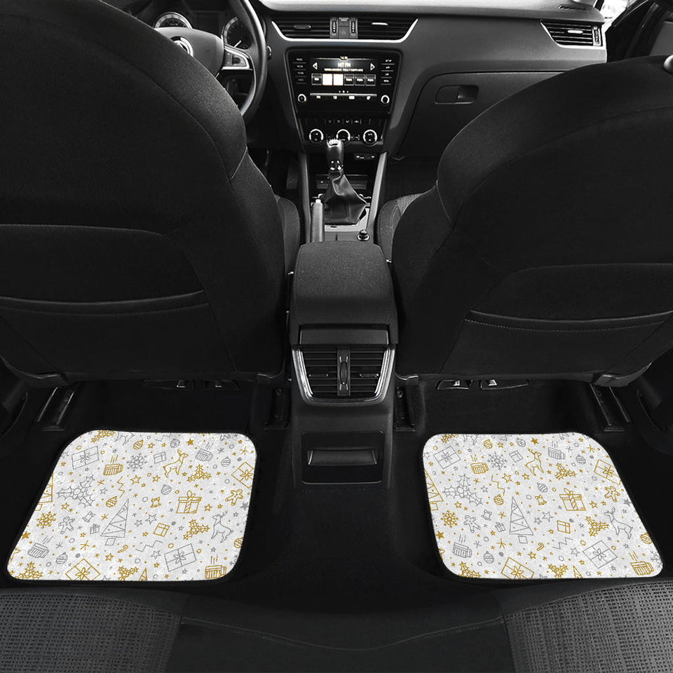 Christmas Tree Christmas Element Silver Gold Pattern Front And Back Car Mats