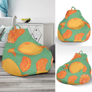 Orange Fruit Pattern Green Background Bean Bag Cover