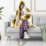 Sunflowers Design Pattern Hooded Blanket