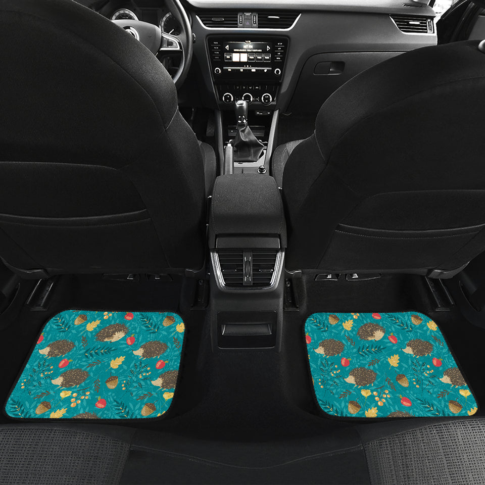 Hedgehog Pattern Print Design 01 Front and Back Car Mats