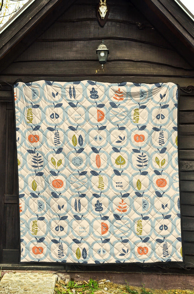 Apples Leaves Pattern Premium Quilt