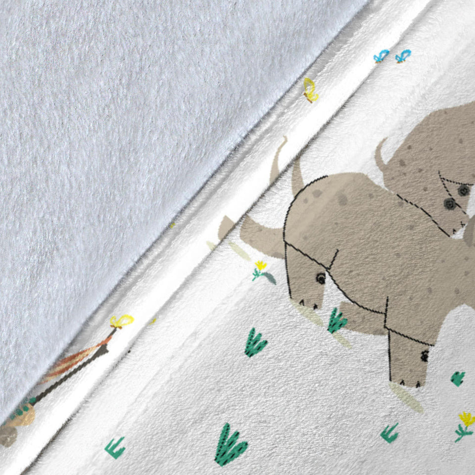 Cute Rhino Pattern Background Premium Blanket