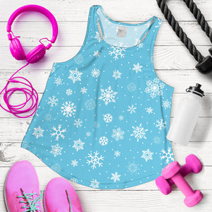 Snowflake pattern blue background Women Racerback Tank Top