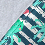 Cute Octopuses Heart Striped Background Premium Blanket