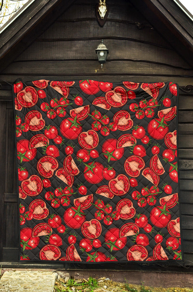 Tomato Black Background Premium Quilt