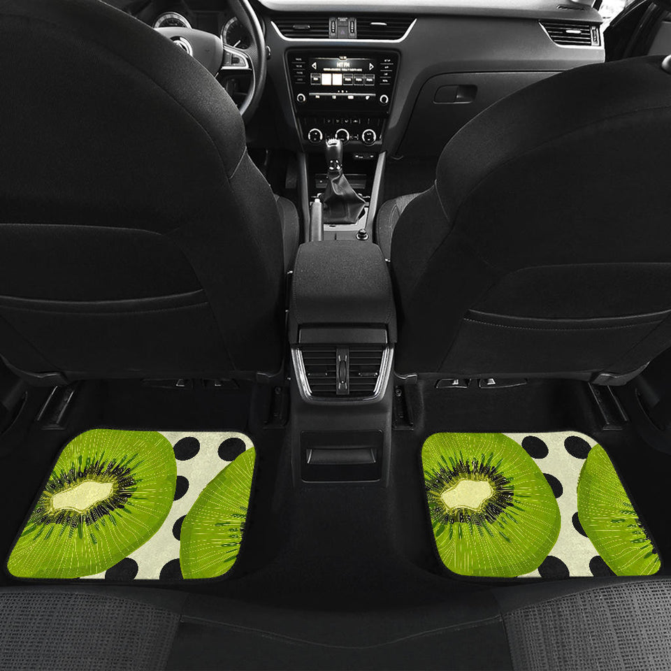 Kiwi Black Dot Background Front And Back Car Mats