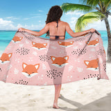Cute Fox Pattern Pink Background Sarong