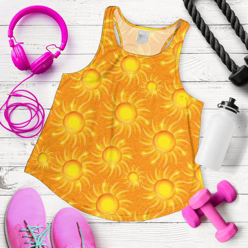 Sun orange background Women Racerback Tank Top