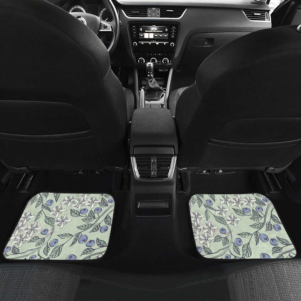Hand Drawn Blueberry Pattern Front And Back Car Mats