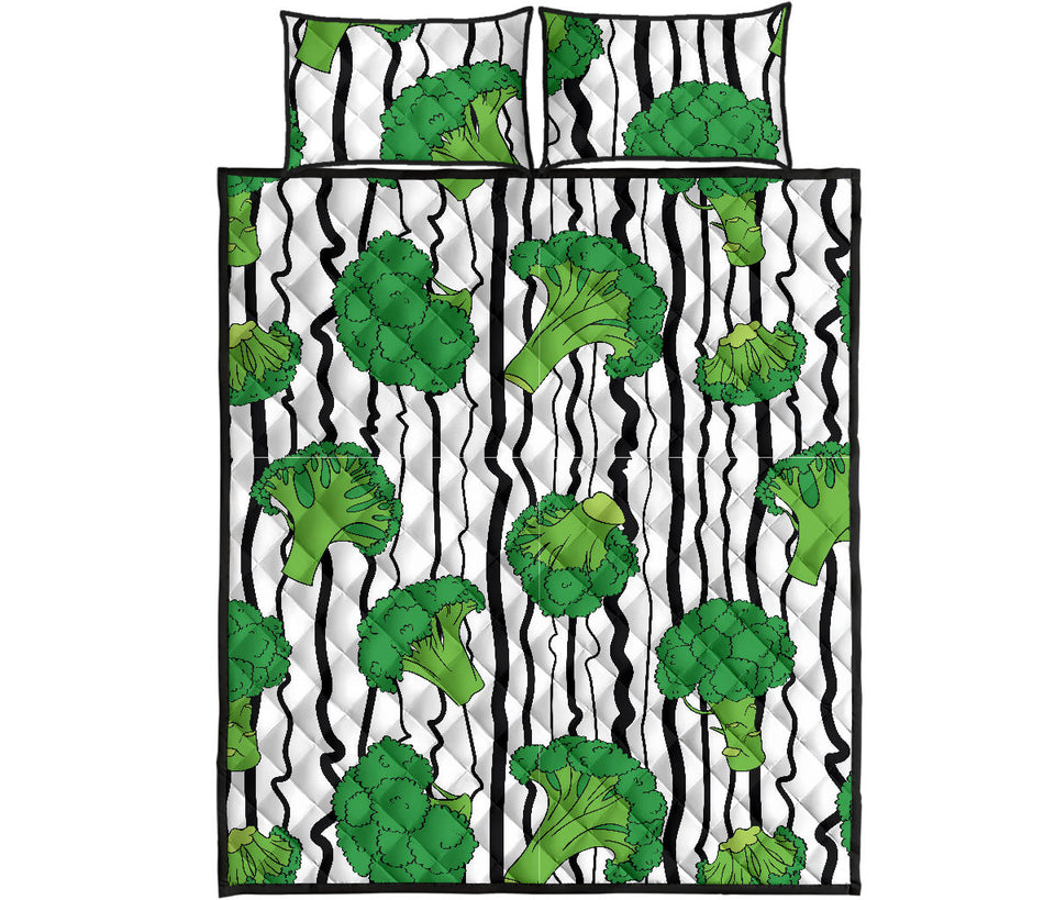 Cool Broccoli pattern Quilt Bed Set