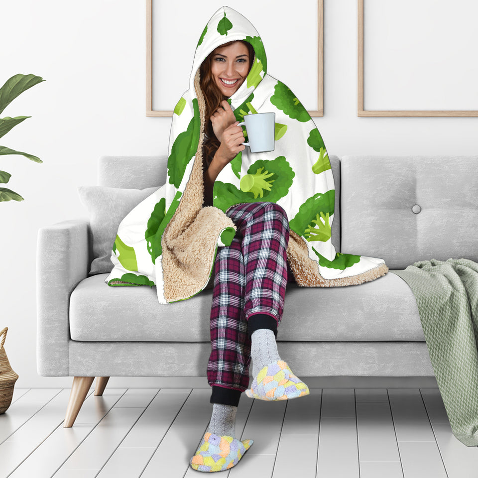 Cute Broccoli Pattern Hooded Blanket