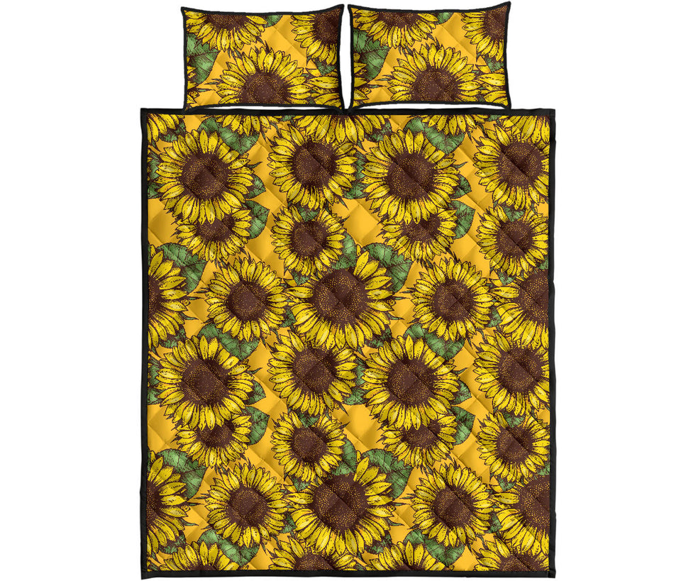 Sunflower pattern Quilt Bed Set