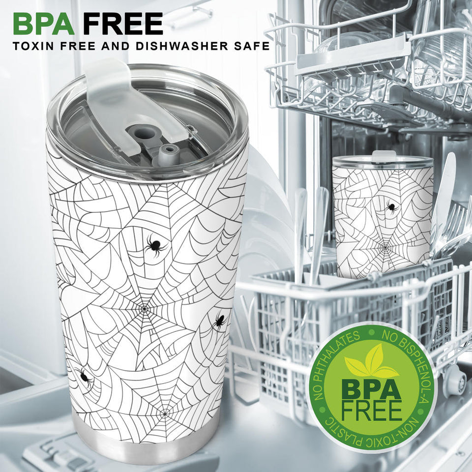 Spider Web Cobweb Pattern White Background Tumbler