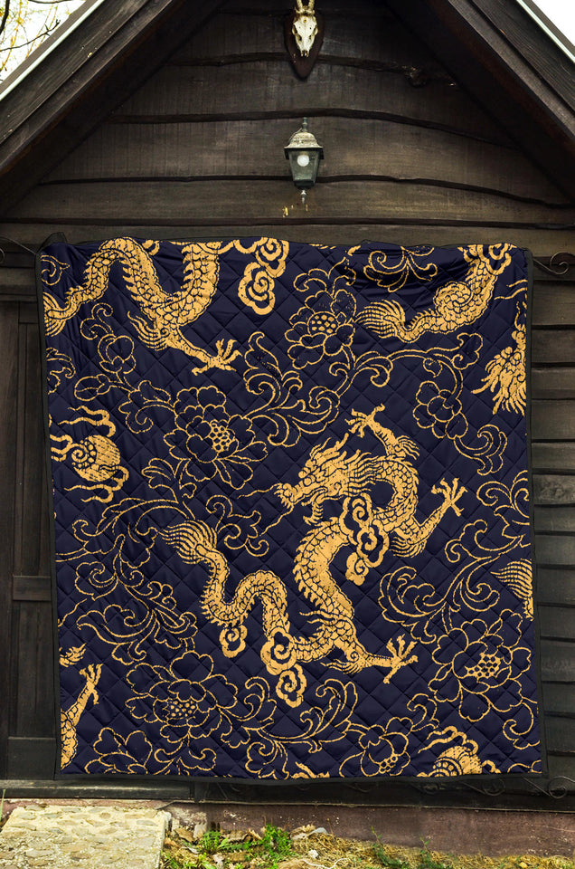 Gold Dragon Pattern Premium Quilt