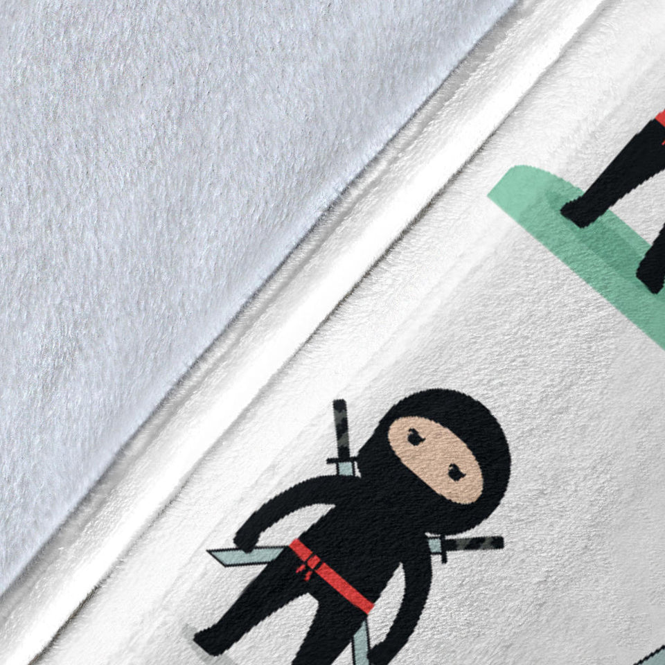 Cute Ninja Katana Sword Pattern Premium Blanket