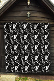 Saxophone Music Notes Treble Clef Black White Theme Premium Quilt