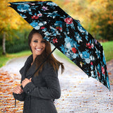 Skull Flower Roses Leave Pattern Umbrella
