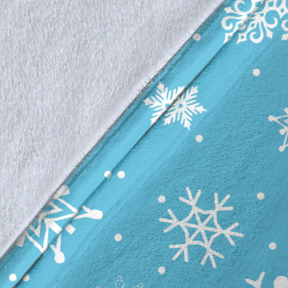 Snowflake Pattern Blue Background Premium Blanket