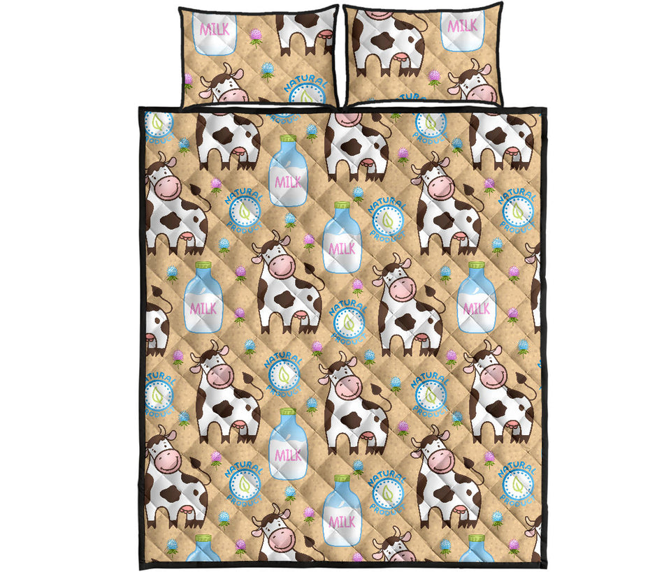 Cow bottle of milk pattern Quilt Bed Set