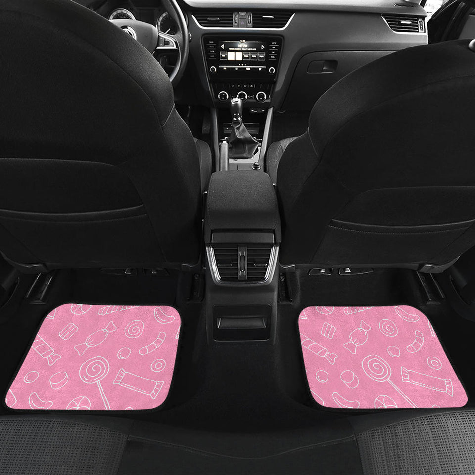 Sweet Candy Pink Background Front And Back Car Mats