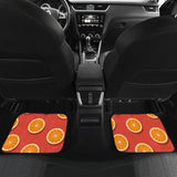 Oranges Pattern Red Background Front And Back Car Mats