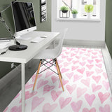 Watercolor Pink Heart Pattern Area Rug