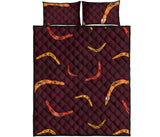 Boomerang Australian aboriginal ornament circle black background Quilt Bed Set