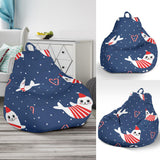 Cute Sea Lion Seal Christmas Hat Candy Cane Heart Pattern Bean Bag Cover