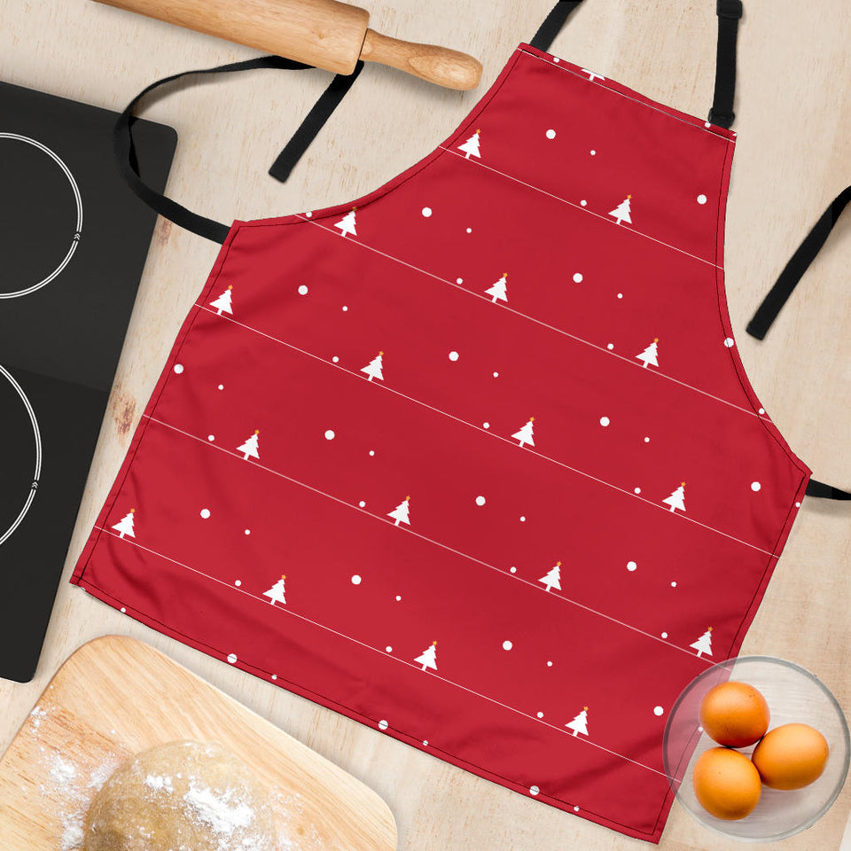 Christmas Tree Star Snow Red Background Adjustable Apron