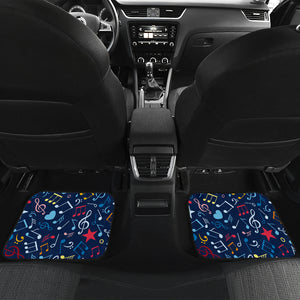 Music Notes Pattern Print Design 03 Front and Back Car Mats
