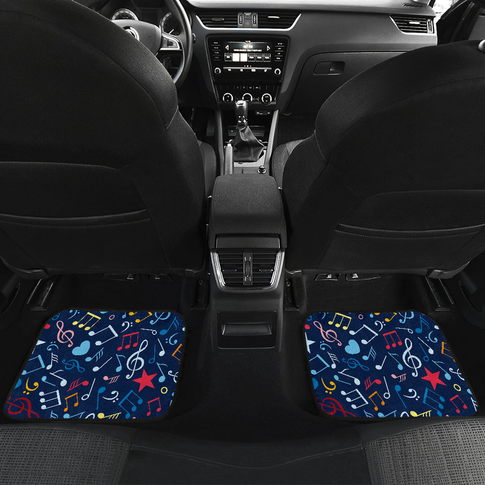 Music Notes Pattern Print Design 03 Front and Back Car Mats